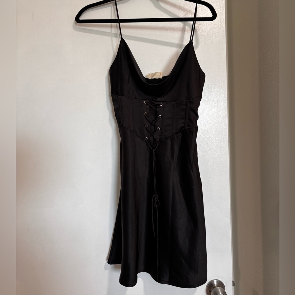 Urban Outfitters Black Lace-Up Dress